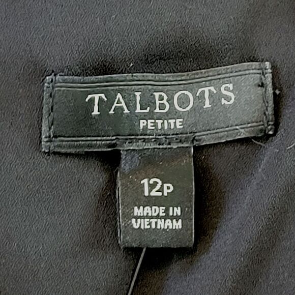 Talbots Black V-neck Cascading Wrap Lined Dress Size 12P - Picture 8 of 10